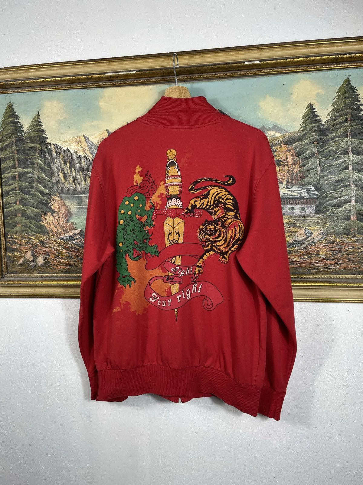 Christian Audigier × Ed Hardy × Vintage Ed Hardy Retro 00s Hoodie With Crystals Affliction Grunge Size XL / US 12-14 / IT 48-50 - 8 Thumbnail