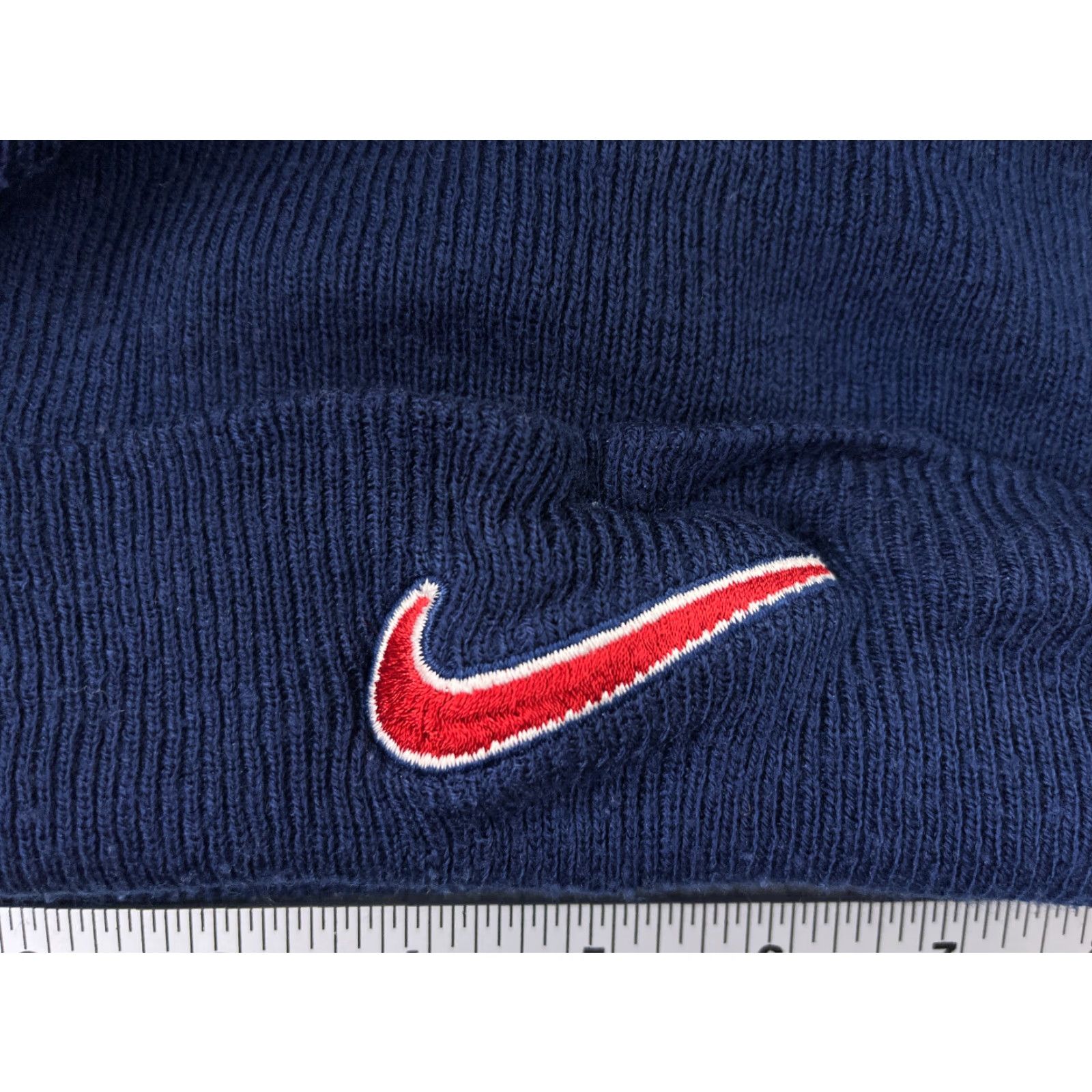 Nike Nike Beanie Toque Adult One Size Blue Red Knit Swoosh 100% Acrylic Outdoor Sports Men Beanie Size ONE SIZE - 2 Thumbnail
