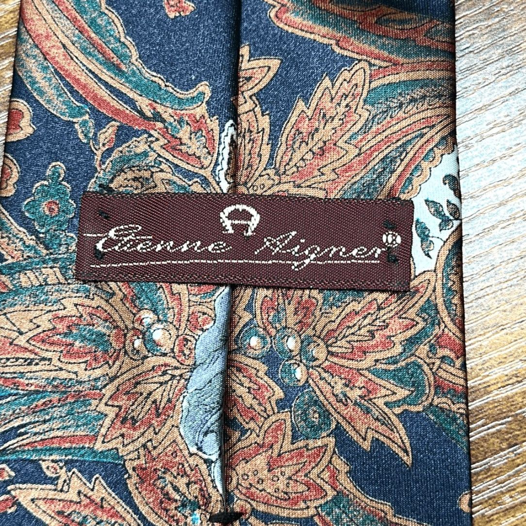 Etienne Aigner Etienne Aigner Tie Unisex One Size Blue Paisley Floral 100% Tricel Made in USA 58 L 4 W Size ONE SIZE - 3 Thumbnail