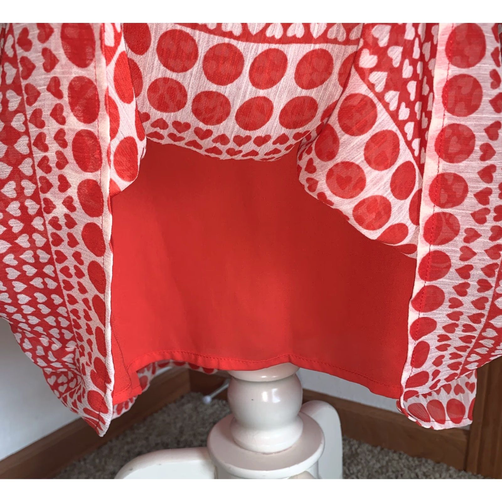 Loft LOFT Blouse Shirt S Red White Polka Dot Print V-Neck Long Sleeve Pullover Knit Nylon Polyester Turtleneck-? Size S / US 4 / IT 40 - 4 Thumbnail