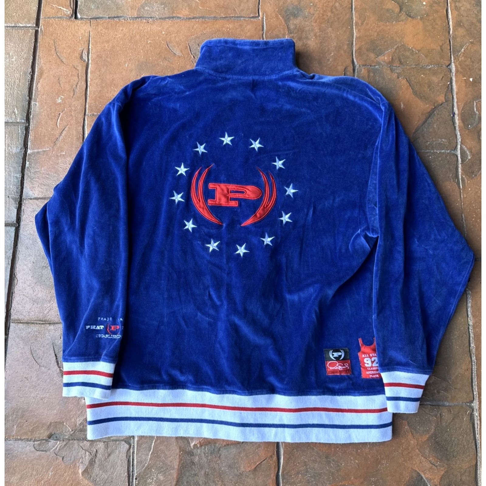 Phat Farm VINTAGE Phat Farm Track Jacket XL Womens Velour Full Zip Hip Hop Blue Embroidered #92 Size XL / US 12-14 / IT 48-50 - 3 Thumbnail