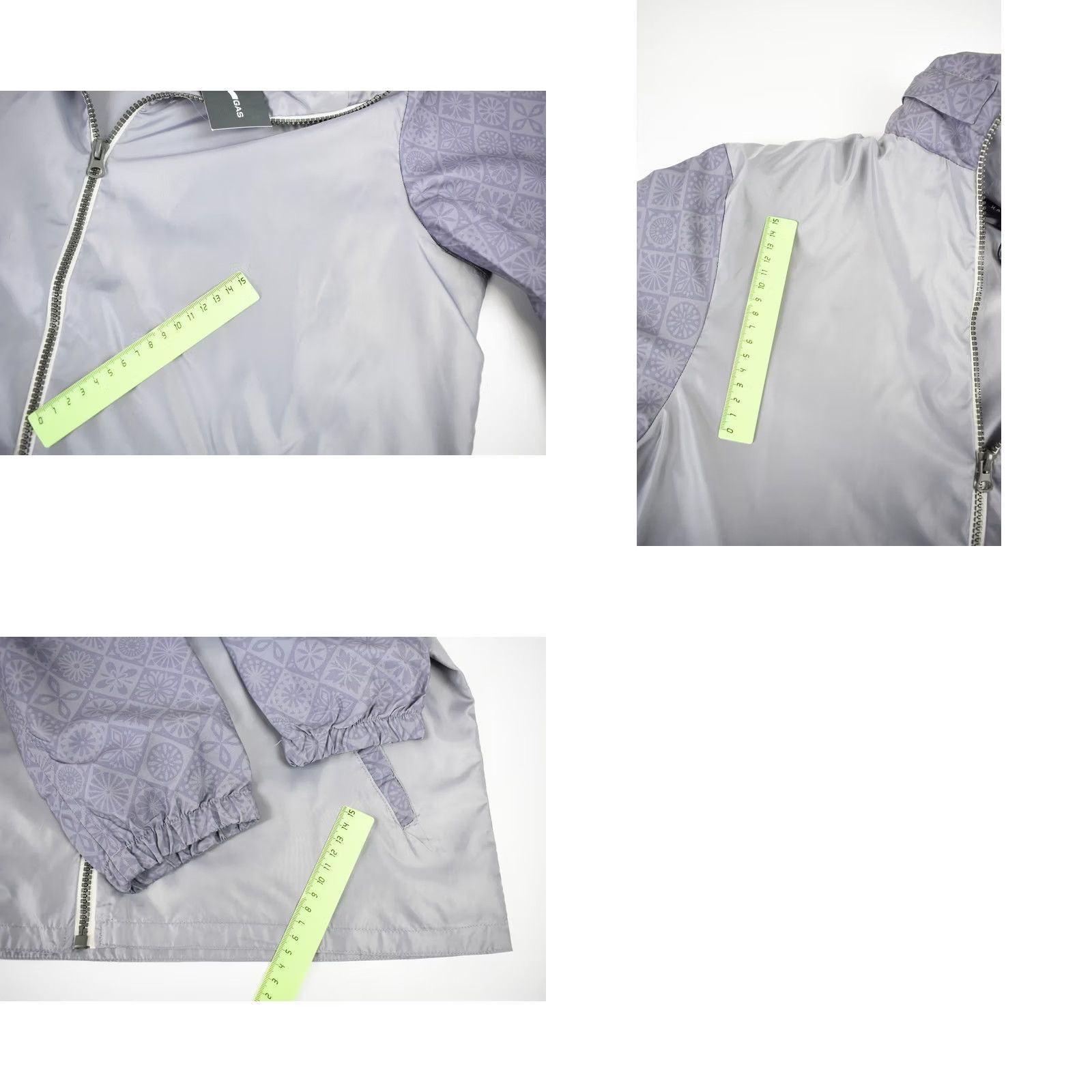 GAS GAS Jacket Mens LARGE Thin Lightweight Hidden Hood Patterned Grey Purple Jacket Size US L / EU 52-54 / 3 - 8 Thumbnail
