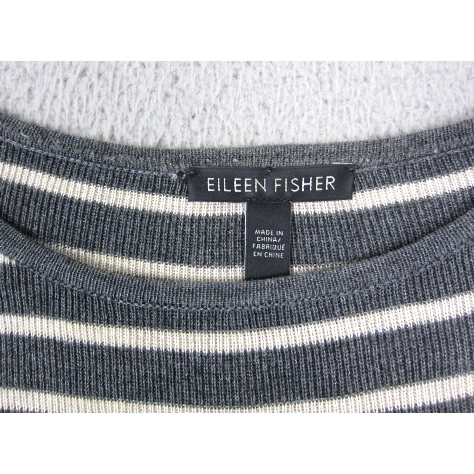 Eileen Fisher Eileen Fisher Sweater Women XL Gray White Striped Wool Blend Knit Size XL / US 12-14 / IT 48-50 - 3 Thumbnail
