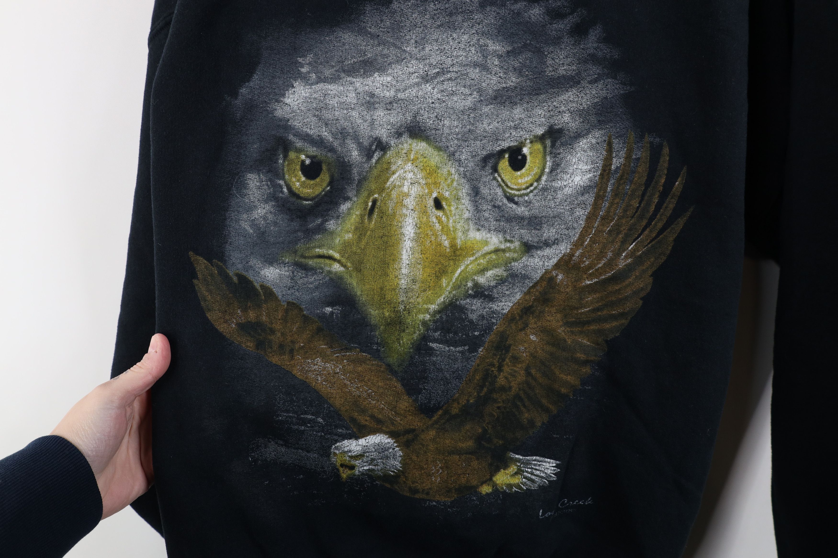 Vintage Vintage 90s Y2K Streetwear Eagle Crewneck Sweatshirt Black Size US XL / EU 56 / 4 - 4 Thumbnail