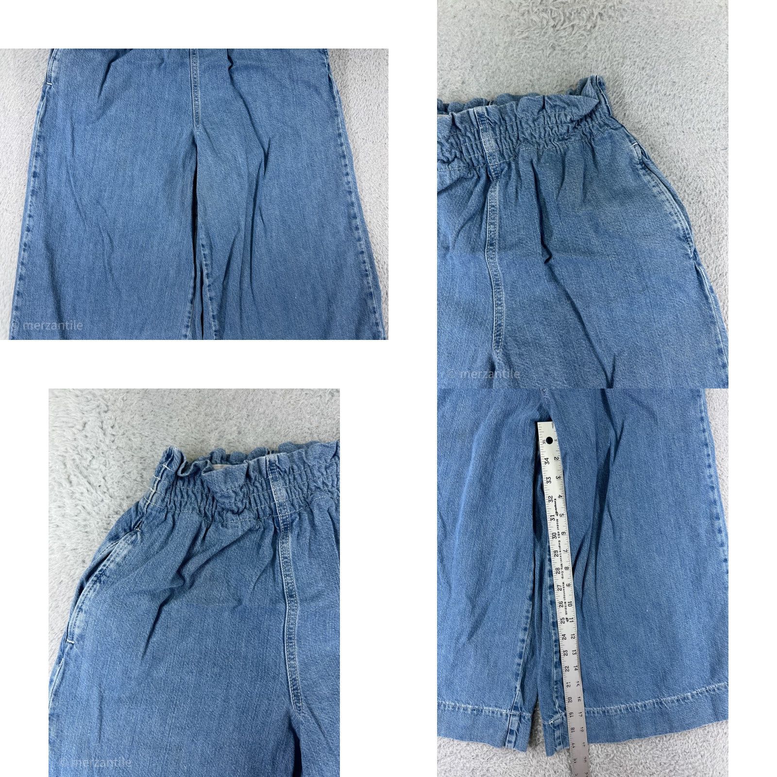 Topshop Top Shop Jeans Womens 25 Blue Denim Moto Wide-Leg Capri Elastic Waist Cott Size 4XL / US 24-26 - 8 Thumbnail