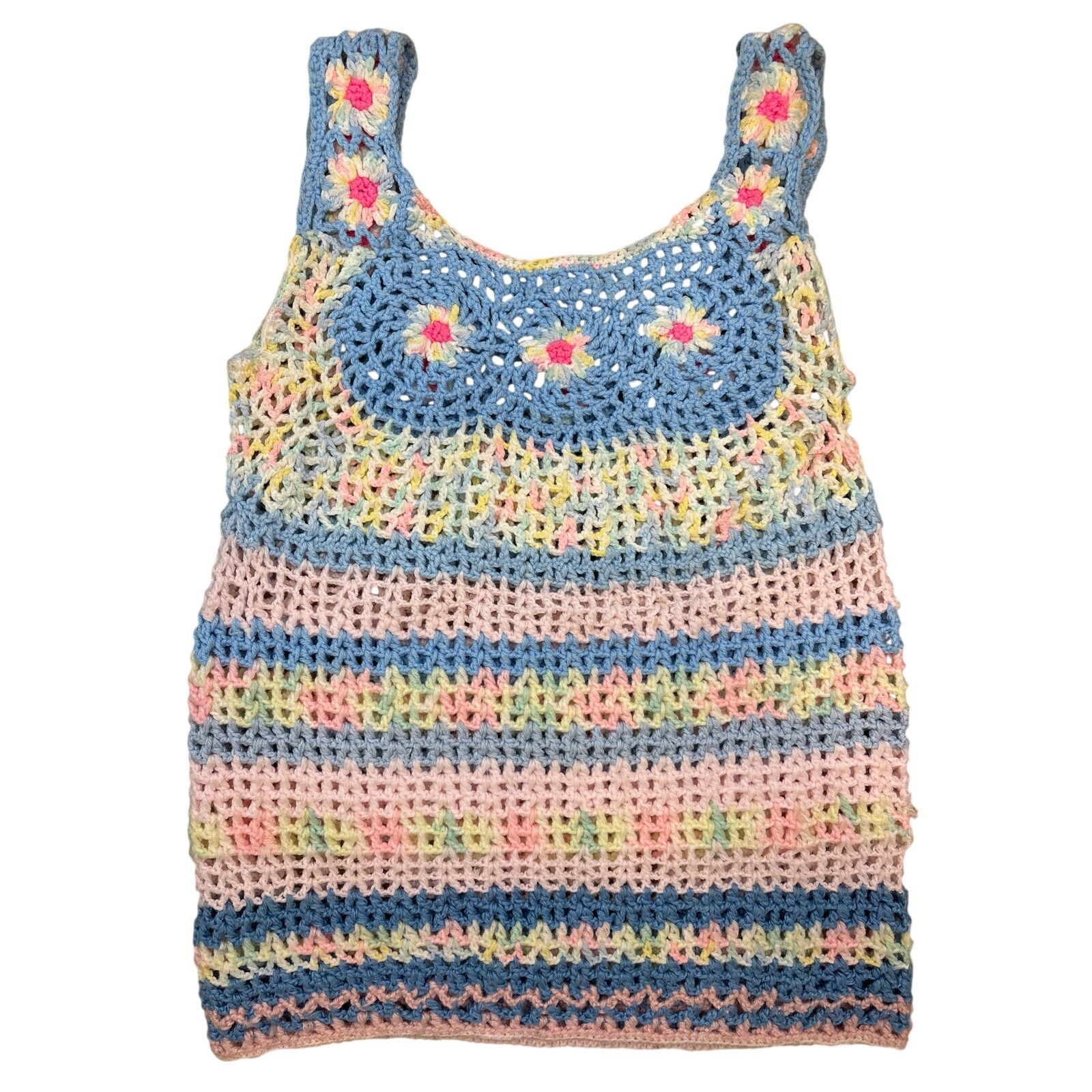 Handmade Handmade open Knit crochet cottage core floral boho tank top Size S / US 4 / IT 40 - 3 Thumbnail