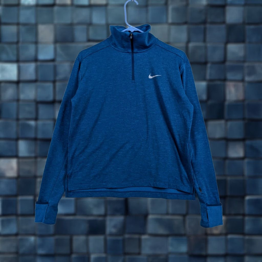 Nike Nike Pro Women’s 1/4 Zip Long Sleeve Pullover Sweatshirt Top M Blue Size M / US 6-8 / IT 42-44 - 1 Thumbnail