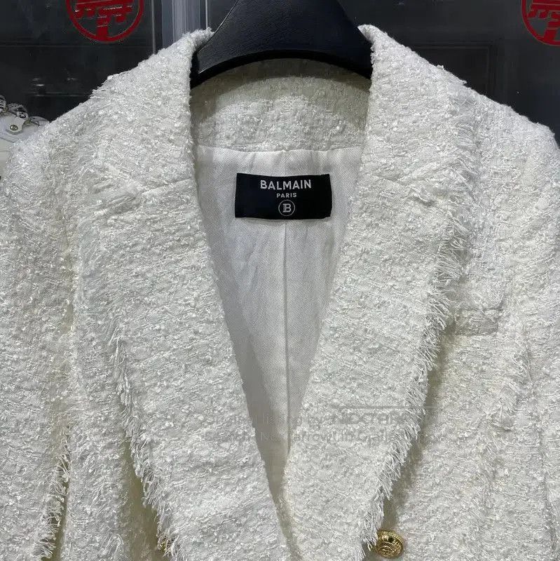 Balmain Balmain Women's White Nylon Double-Breasted Coat . Size M / US 6-8 / IT 42-44 - 6 Thumbnail