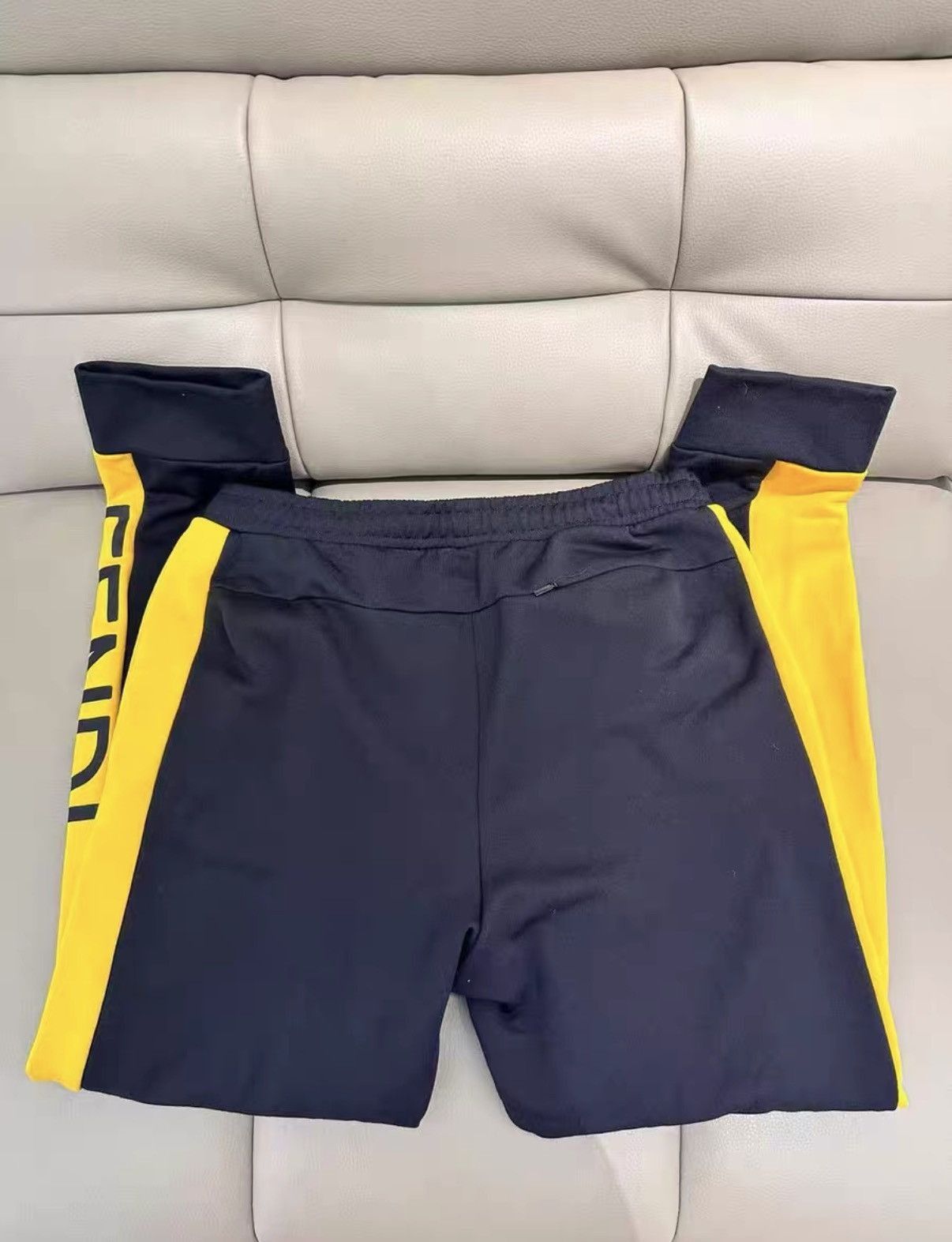 Fendi Black Athletic Shorts with Yellow Side Stripes Size US 36 / EU 52 - 2 Thumbnail