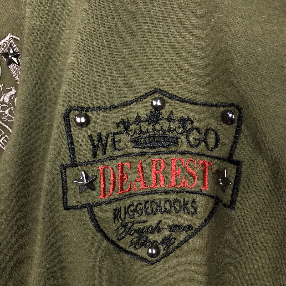 Japanese Brand Culture Wide Olive Punk Stud Hooded Sweatshirt Size US M / EU 48-50 / 2 - 22 Thumbnail