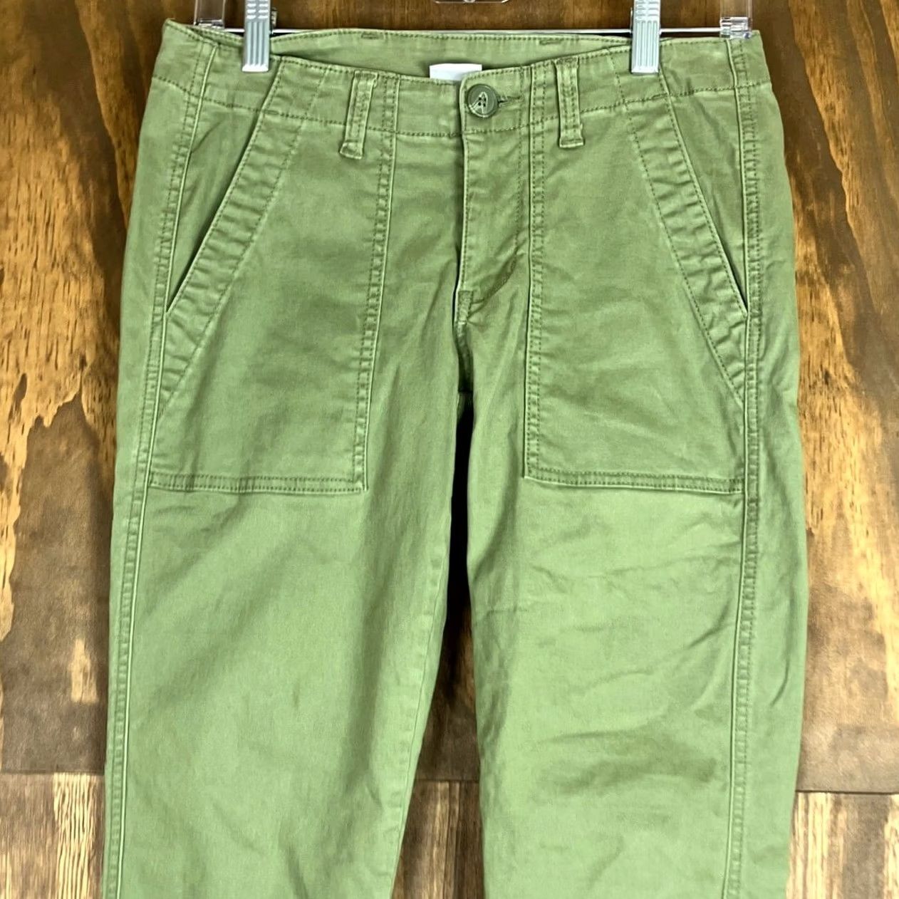 Vintage CAbi Womens Pants Green Low Rise Tapered Ankle Zip Cotton Blend Stretch 2 Size 26" / US 2 / IT 38 - 2 Thumbnail