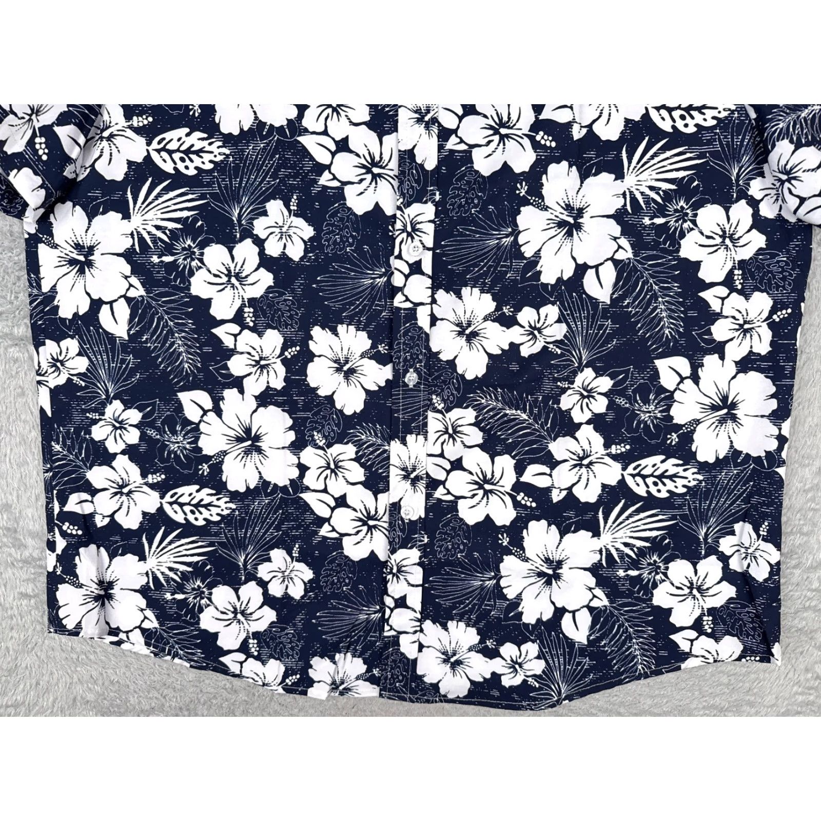 Vintage Hawaiian Shirt Men 2XL Blue White Floral Palm Leaf Button-Up Beach Polyester Size US XXL / EU 58 / 5 - 5 Thumbnail