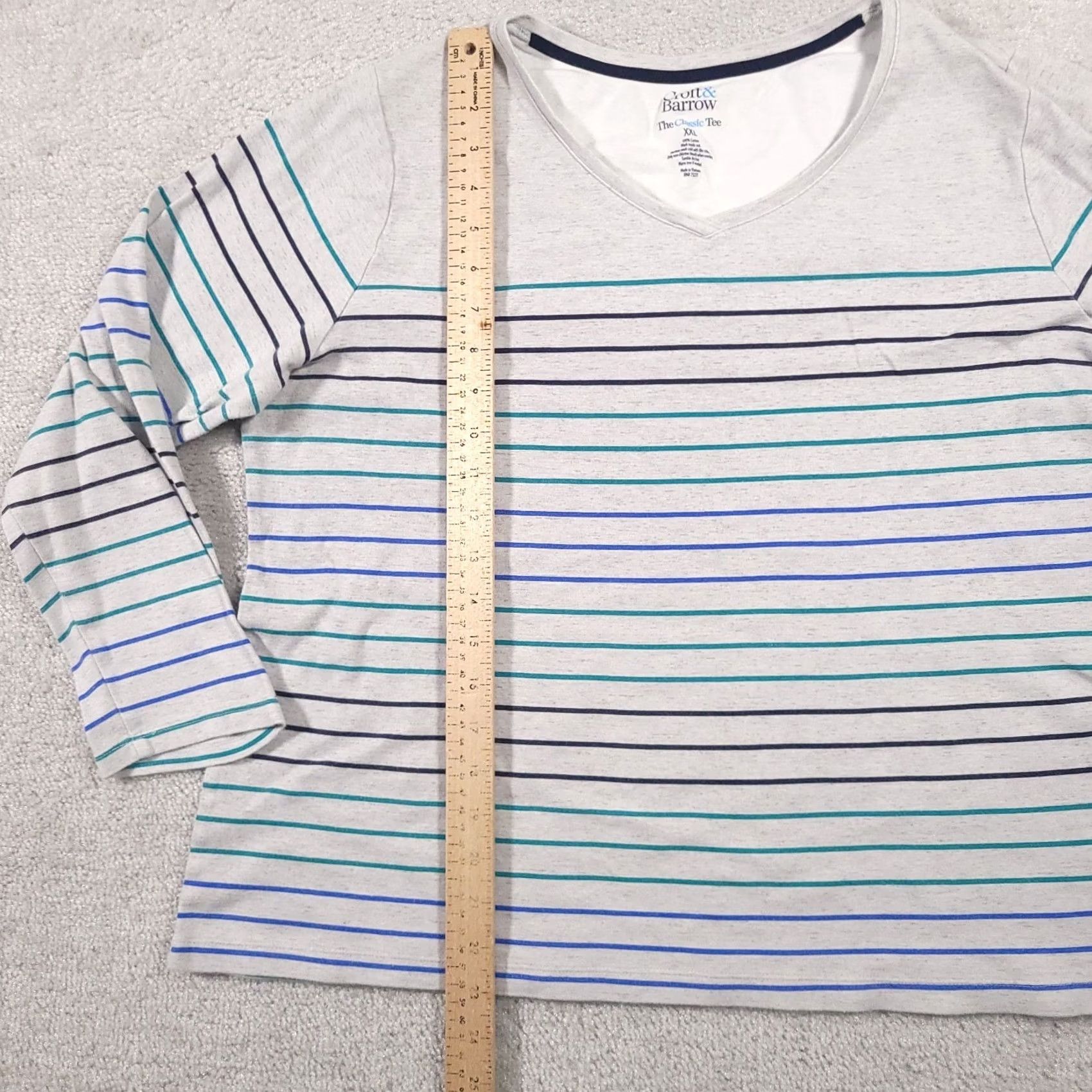 Croft & Barrow Croft & Barrow Classic Tee Shirt Women's 2X Striped Gray Pullover Long Sleeve Size XXL / US 16-18 / IT 52-54 - 7 Thumbnail