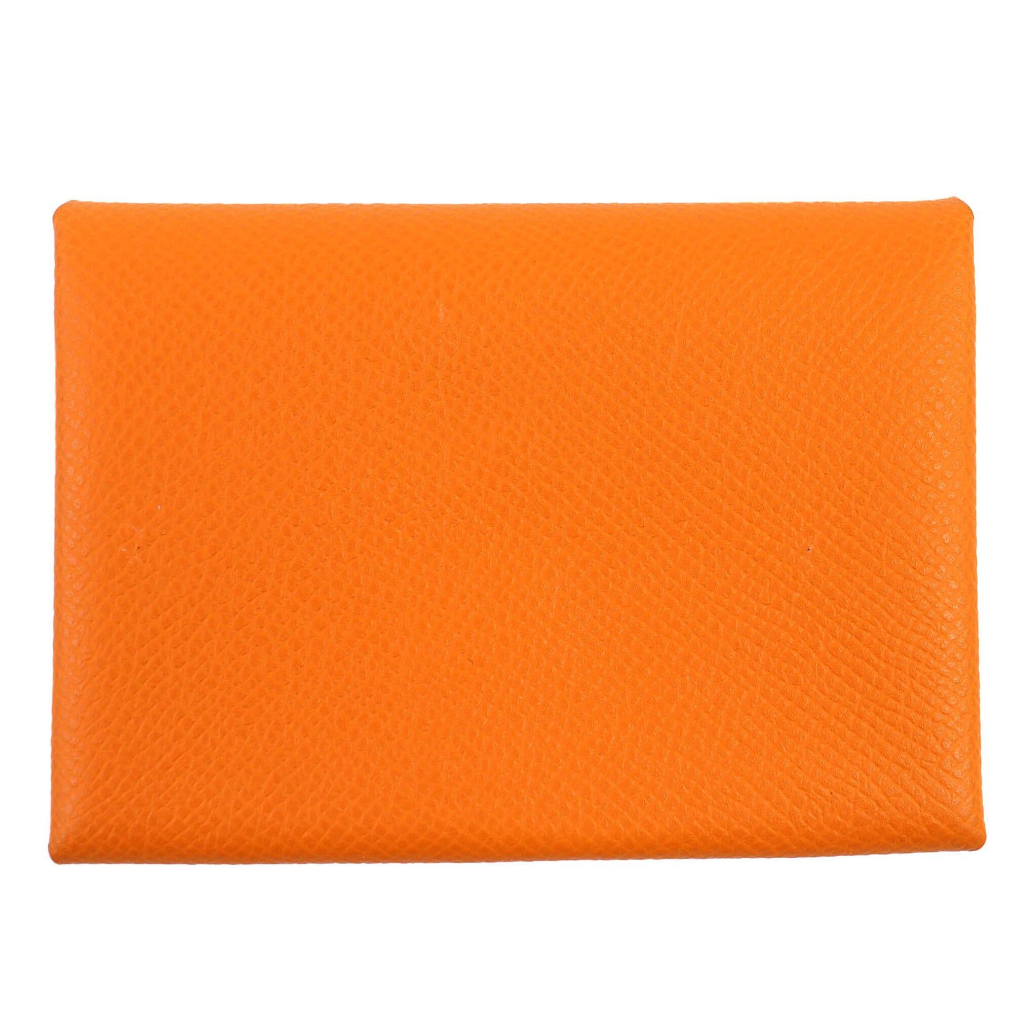 Hermes HERMES Calvi Duo Veau Epsom Silver Hardware Business Card Holder/Card Case Wallet/Coin Purse Orange B Stamp Comes with Box Women's Recommended ◎ Size ONE SIZE - 1 Thumbnail