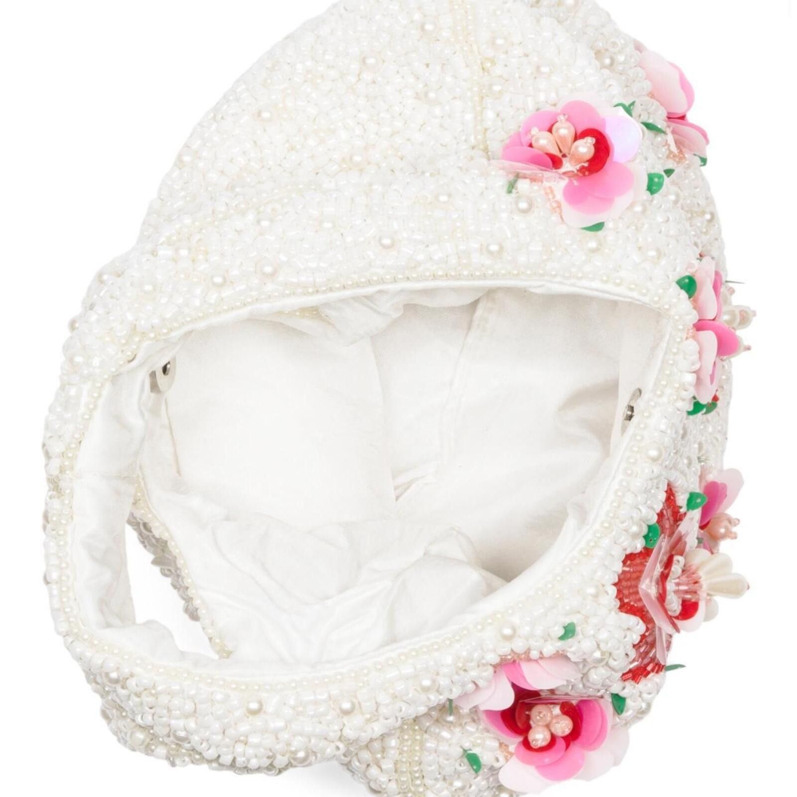 Marsell TikTok Viral Cream Pink Floral Flower Beaded Bag Size ONE SIZE - 4 Thumbnail
