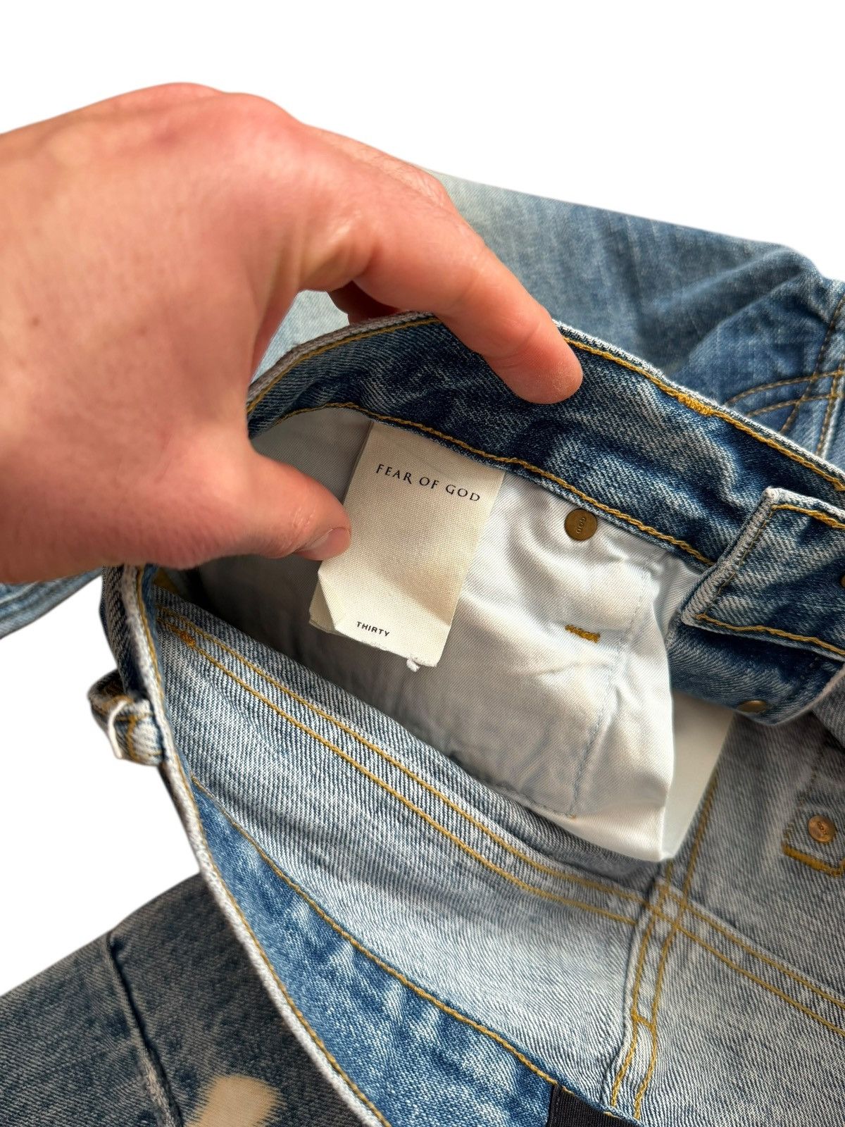 Fear of God Fifth Collection Painted Denim Blue Size US 30 / EU 46 - 14 Thumbnail