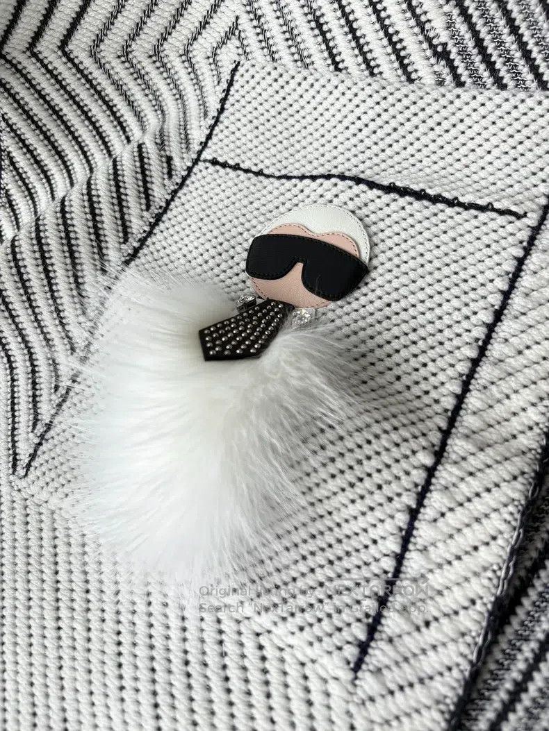 Fendi Fendi size 180*38 cm Black and white monogrammed cashmere s Size ONE SIZE - 2 Thumbnail
