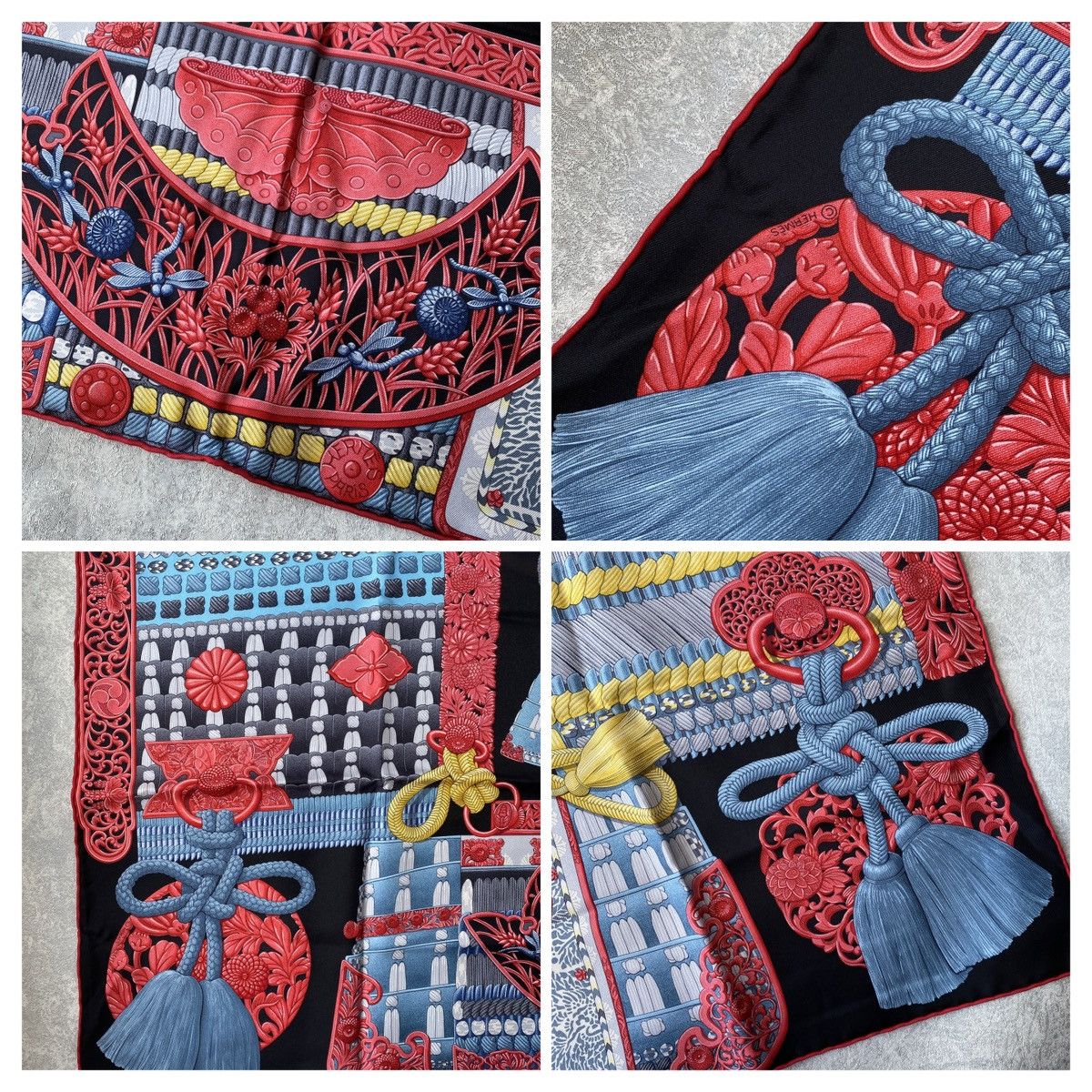 Hermes Hermes Twill Silk 90cm Parures De Samourais Scarf +BOX Size ONE SIZE - 9 Thumbnail