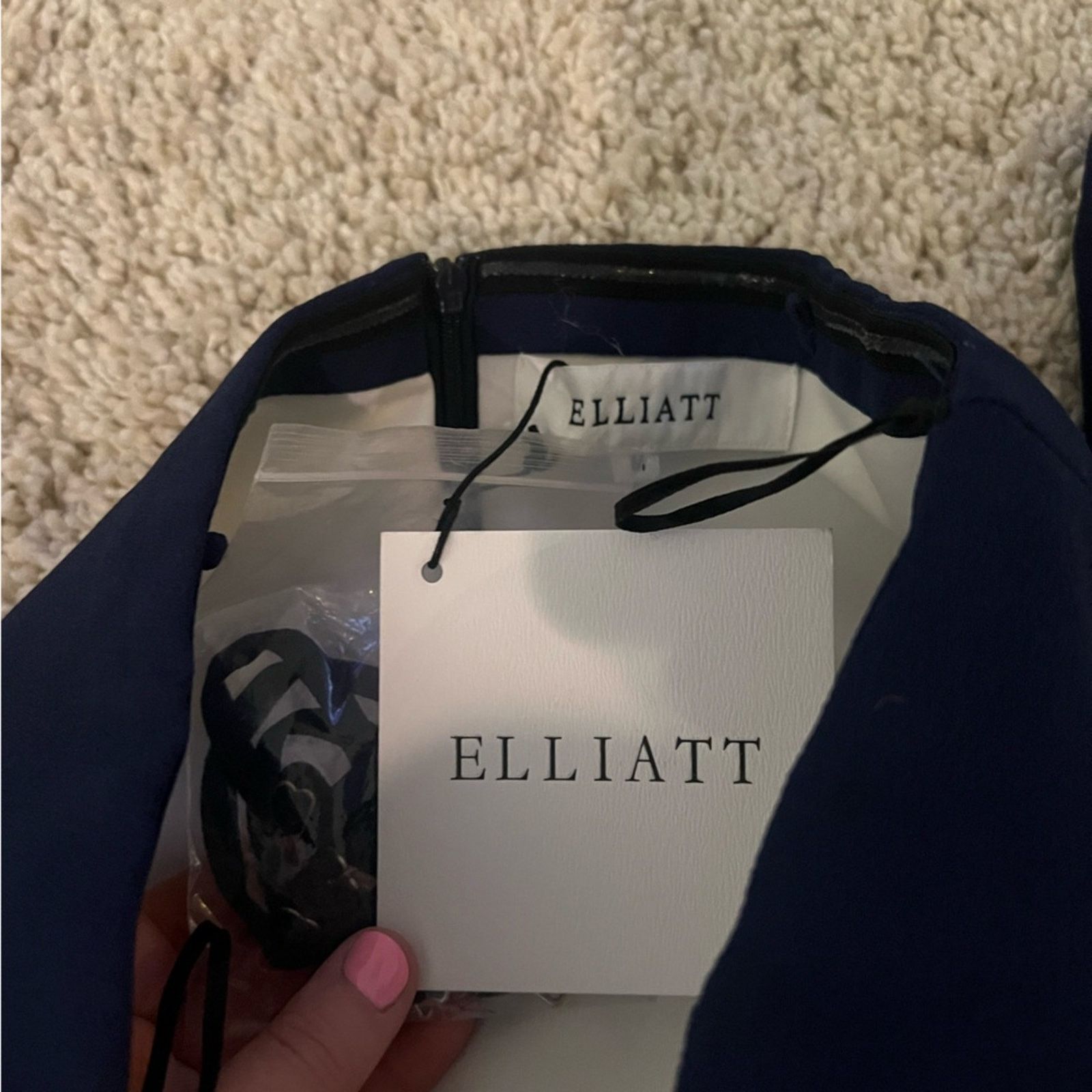 ELLIATT NWT Elliatt Navy Blue Midi Asymmetrical Hem Dress Medium Size M / US 6-8 / IT 42-44 - 7 Thumbnail