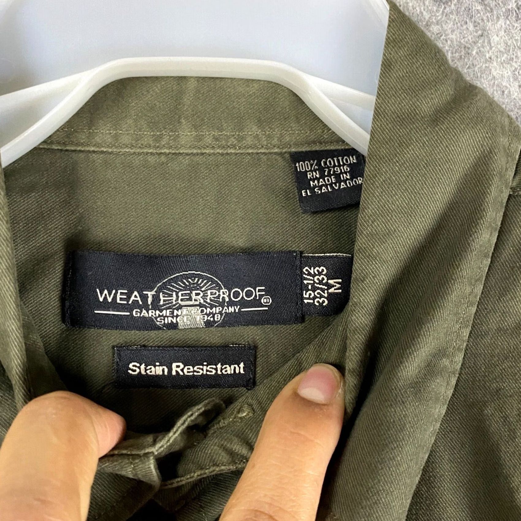 Weatherproof Weatherproof Button-Up Shirt M Long Sleeve Green 100% Cotton Mens Regular Fit Shirt Size US M / EU 48-50 / 2 - 3 Thumbnail
