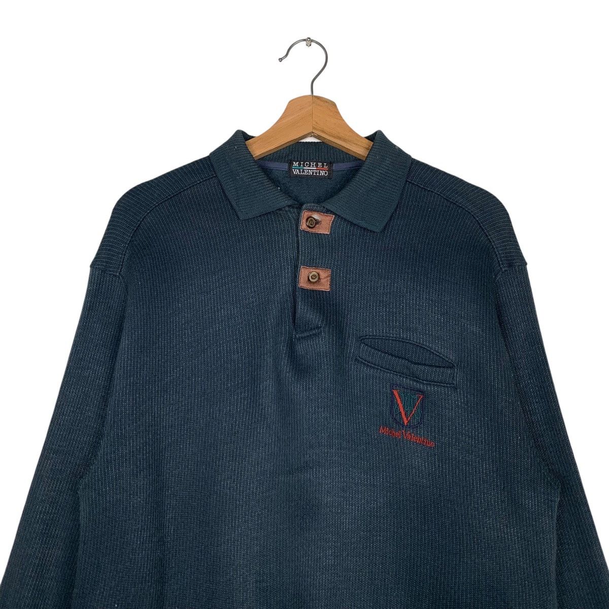 Japanese Brand MICHEL VALENTINO Single Pocket Polo Sweatshirt #1539-C69 Size US S / EU 44-46 / 1 - 2 Thumbnail