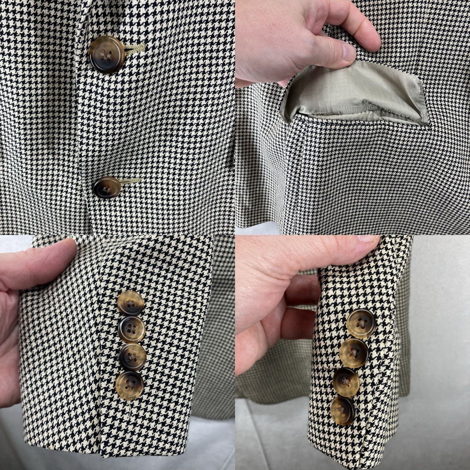 Ralph Lauren VINTAGE Ralph Lauren Polo University Club Blazer Men’s 39 Silk Wool Houndstooth Tan Single-Breasted 2-Button Notch Lapel College Preppy 90s Canada Men Size US L / EU 52-54 / 3 - 8 Thumbnail