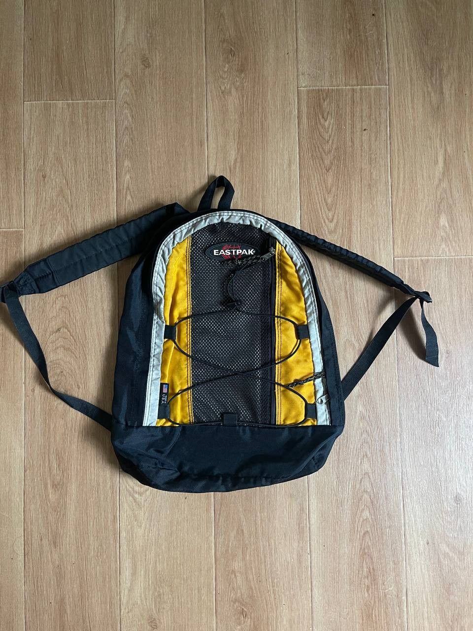 90s Eastpak USA製　メッシュ Eastpak 90s Made in USA Backpack Yellow Large Mesh Pocket