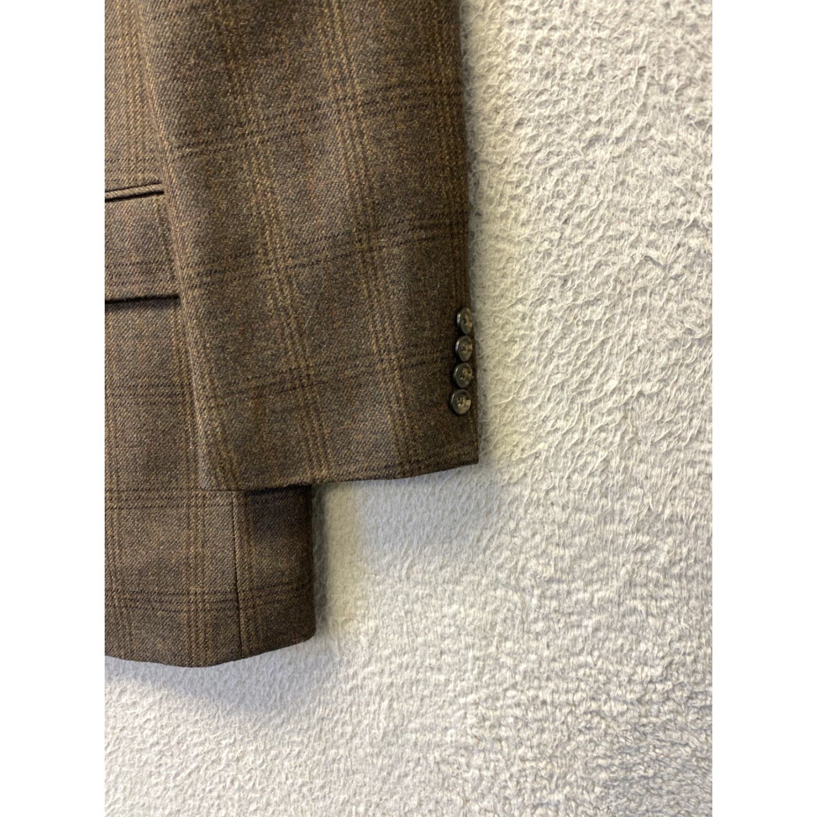 Jos. A. Bank Jos. A. Bank Blazer Sport Coat Mens Two-Button Plaid Wool 41R Dark Moss Brown Regular Jacket Coat Size 42R - 2 Thumbnail