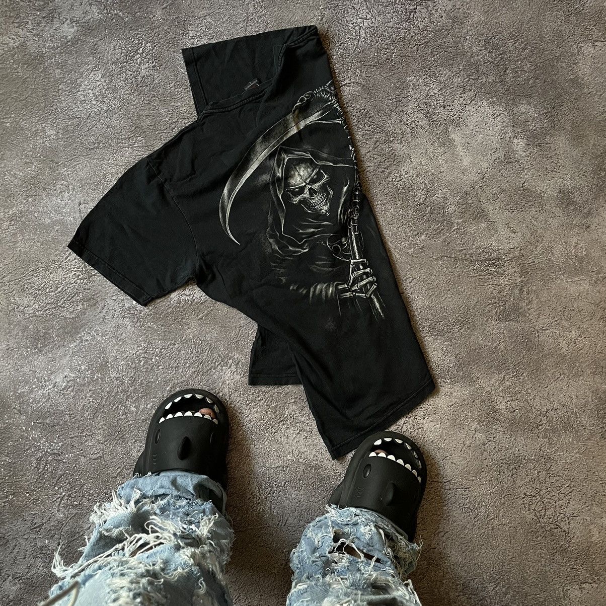 Vintage Vintage 90s Grim Reaper Graphic Tee Horror Grunge Baggy M Size US M / EU 48-50 / 2 - 2 Thumbnail