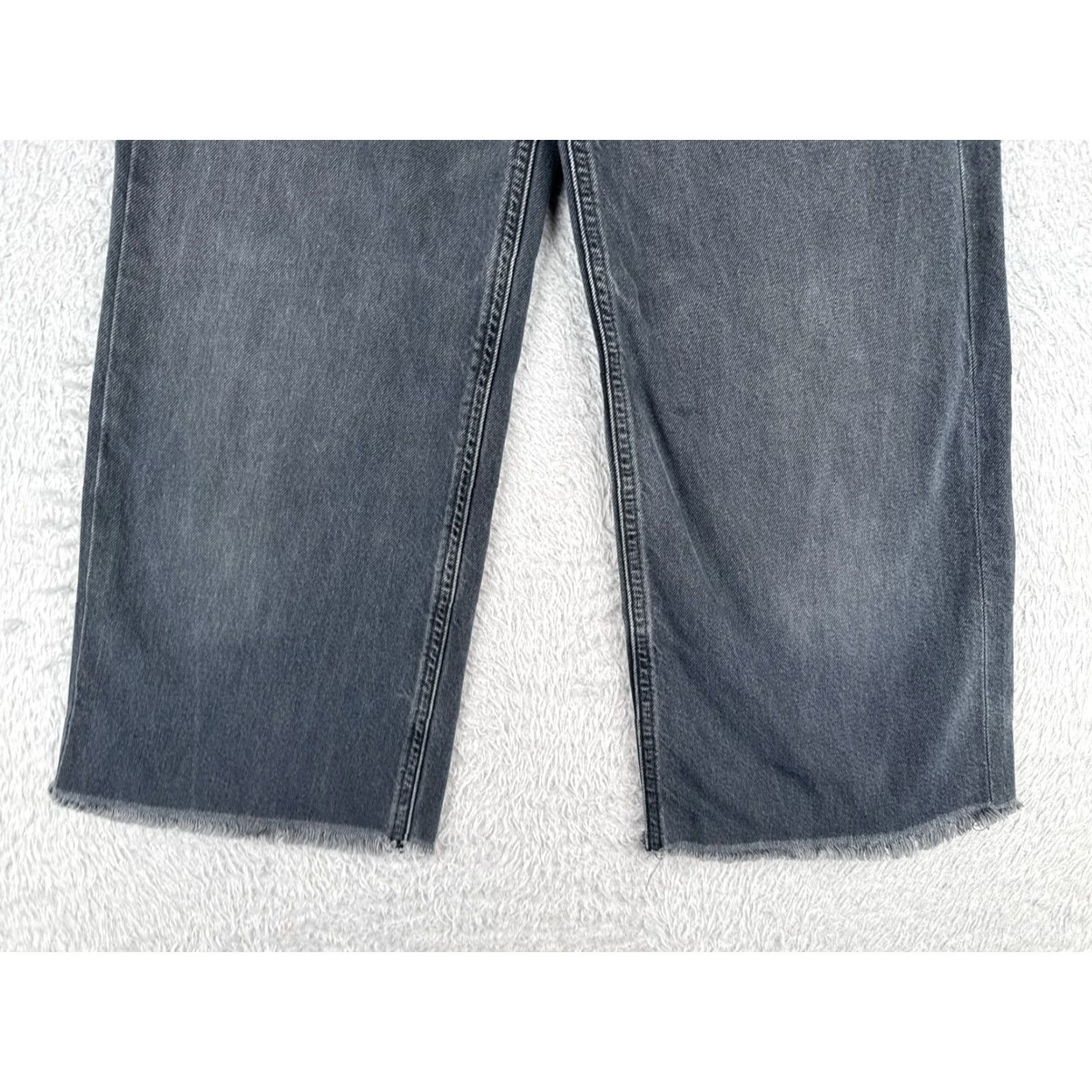 Zara Zara Jeans Womens 6 Black Wide Leg Cotton Blend High Rise Raw Hem 25x23 Denim 5-Pocket Design Distressed Stretch Pocket Mockup: Nimble Size 28" / US 6 / IT 42 - 2 Thumbnail