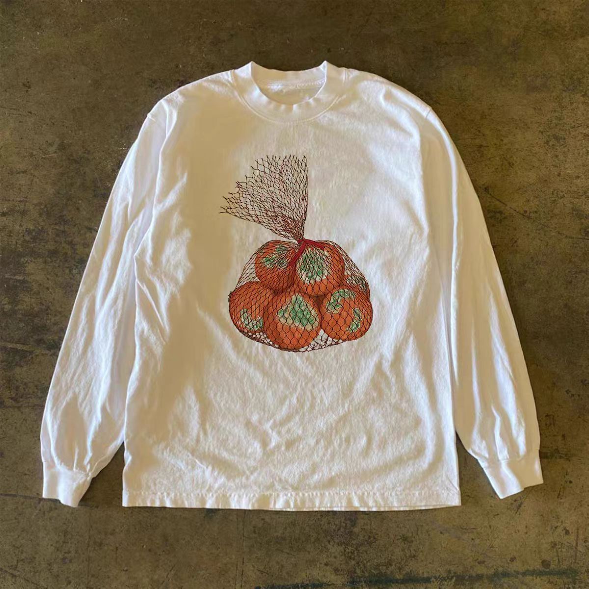 Vintage White washed vintage orange print long-sleeved t-shirt Size US M / EU 48-50 / 2 - 1 Thumbnail