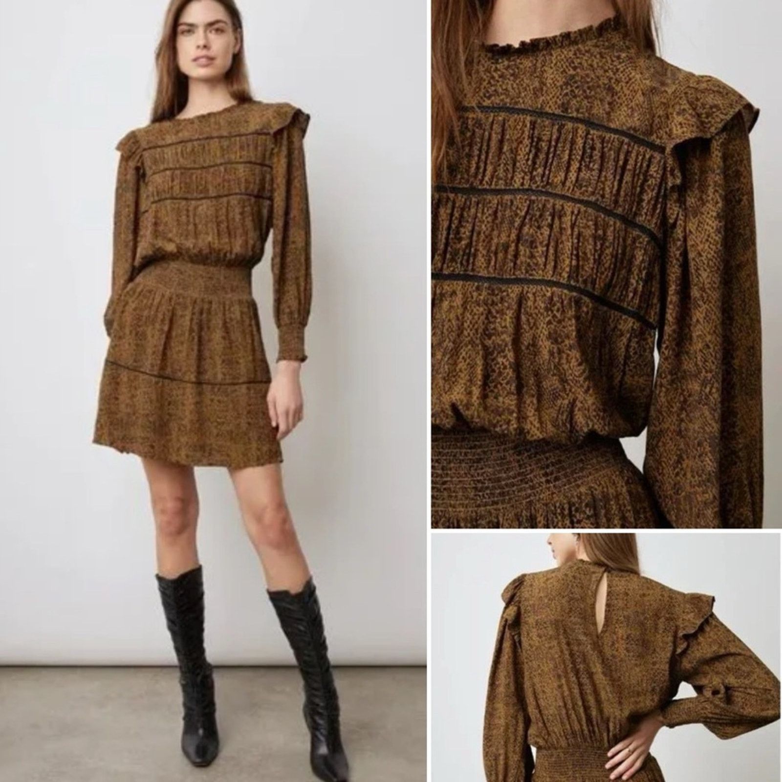 Rails Rails $228 Faren Sepia Python Mini Dress Size Medium EUC Size M / US 6-8 / IT 42-44 - 1 Thumbnail