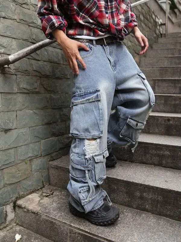 Jean Haruno x Hori Washed 90s Cargo Ripped Distressed Jeans Size US 32 / EU 48 - 8 Thumbnail