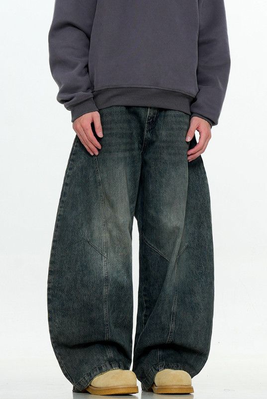 Jean Men's American retro loose wide-leg washed scimitar jeans Size US 32 / EU 48 - 2 Thumbnail
