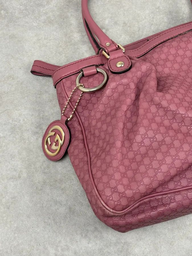 Gucci 2000s Gucci Sukey Monogram Pink Leather Handle Bag Size ONE SIZE - 10 Thumbnail