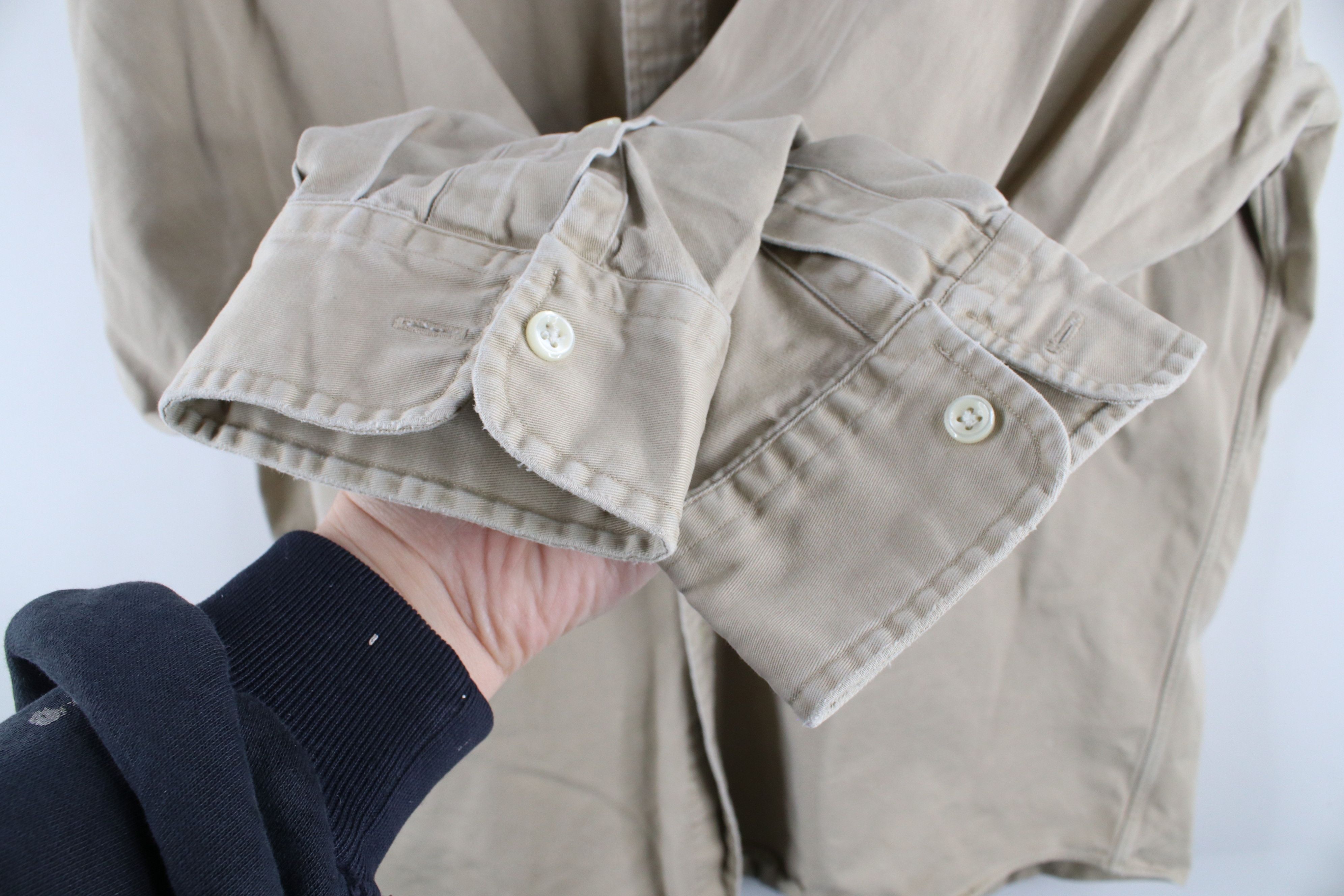 Ralph Lauren × Vintage Vintage 90s Ralph Lauren Collared Button Down Shirt Beige Size US XL / EU 56 / 4 - 7 Thumbnail