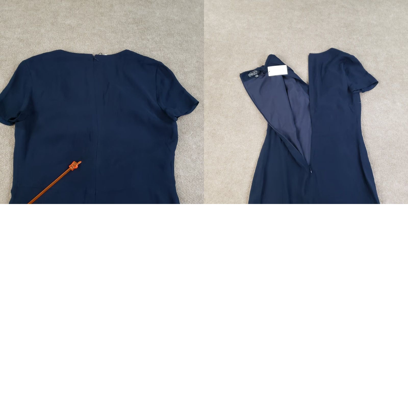 Vintage VINTAGE Magaschoni Dress Womens Small Blue V-Neck Casual Sheath Silk Zip Lined Size S / US 4 / IT 40 - 9 Thumbnail