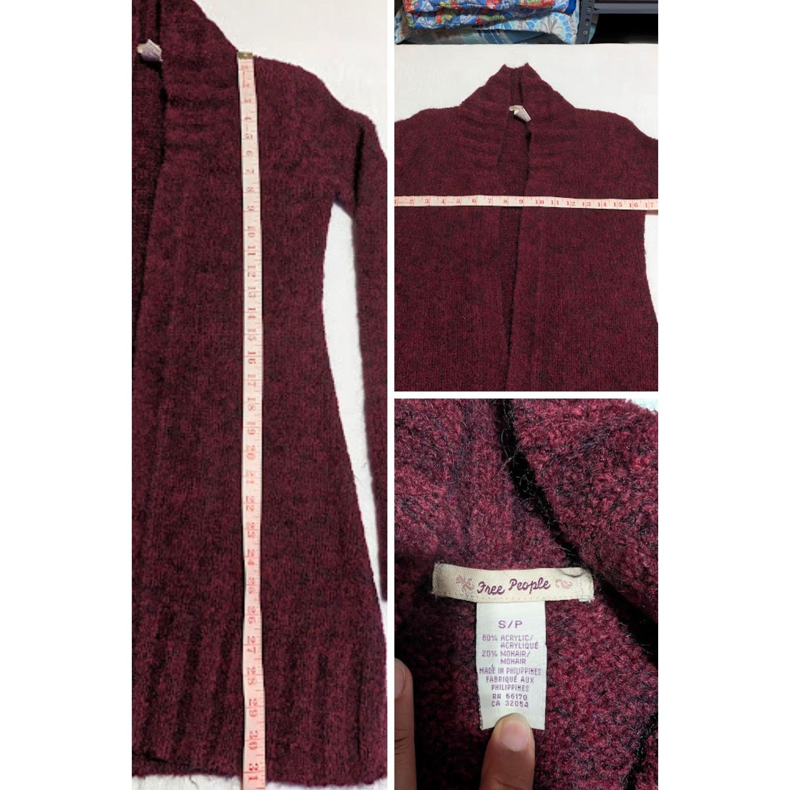 Free People Free People Burgundy Long Knit Cardigan Womens Size S/P USED Size S / US 4 / IT 40 - 8 Thumbnail