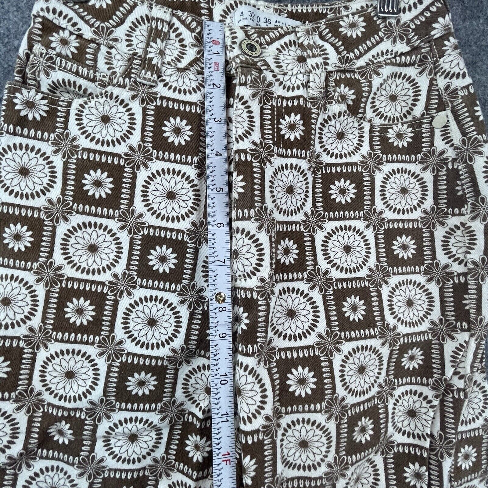 Denim & Co. Denim Co Jeans Womens 0 Brown White Floral Wide Boho Baggy Size 25" / US 0 / IT 36 - 7 Thumbnail