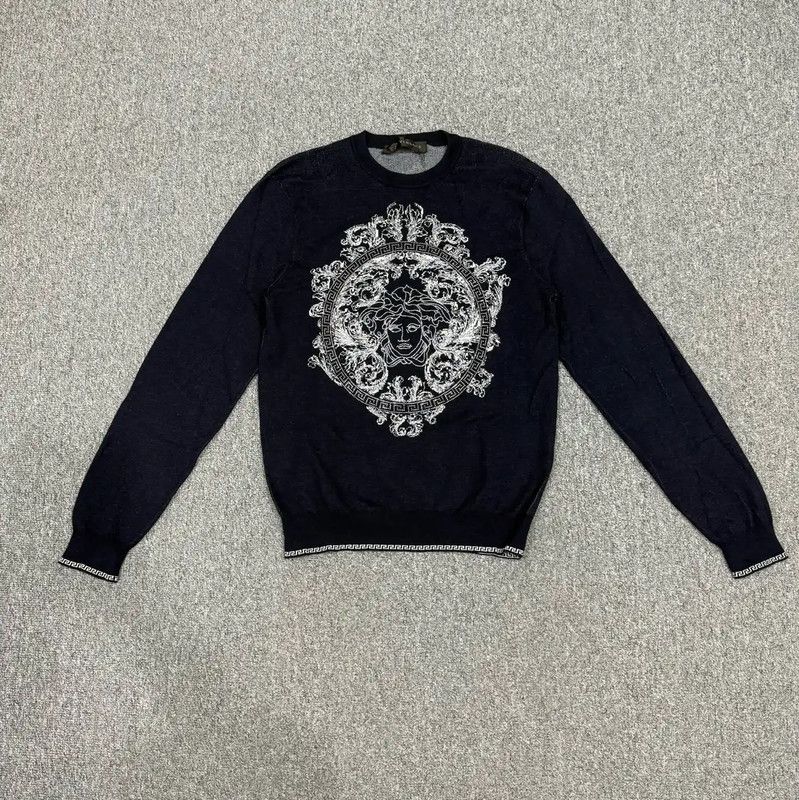 Versace Versace Black Cotton Pullover Sweater for Men 0089 Size US S / EU 44-46 / 1 - 1 Thumbnail