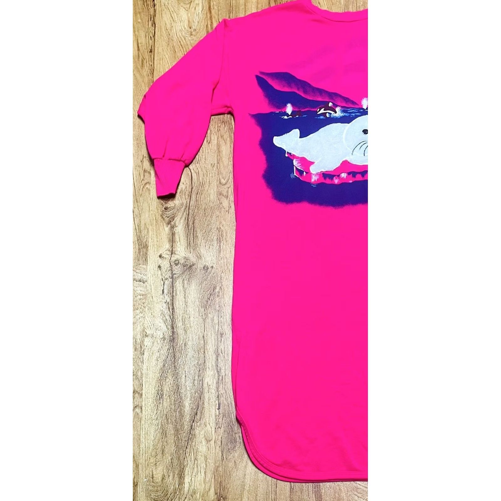 Sears VINTAGE Sears Pink Furry Seal NightShirt Long Sleeve PJ Women M 12-14 Plus Sleepwear 90s Size M / US 6-8 / IT 42-44 - 3 Thumbnail