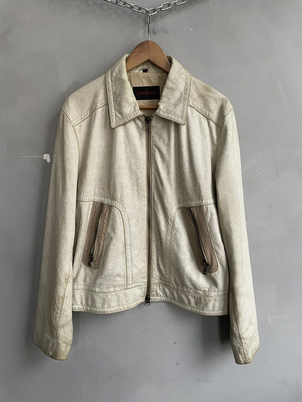 Maison margiela style Leather Jacket Retro hype Streetwear