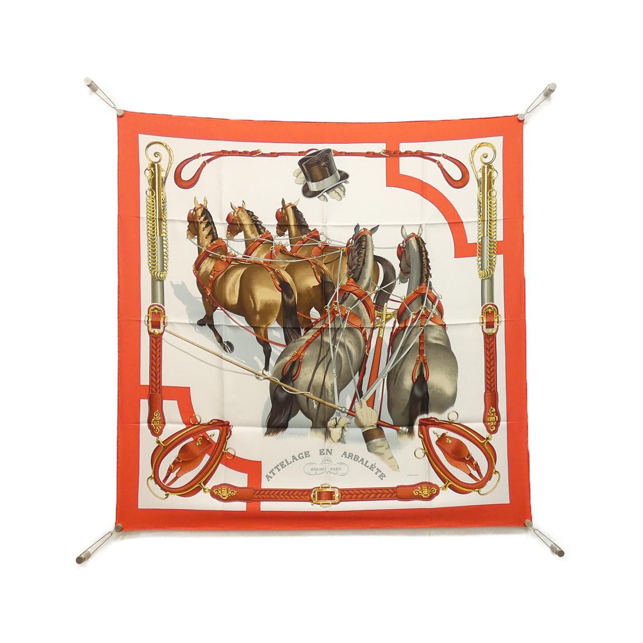 Hermes Hermes Hermes ATTELAGE EN ARBALETE Silk Scarf Textile Scarf DUTY FREE for USA Size ONE SIZE - 1 Thumbnail