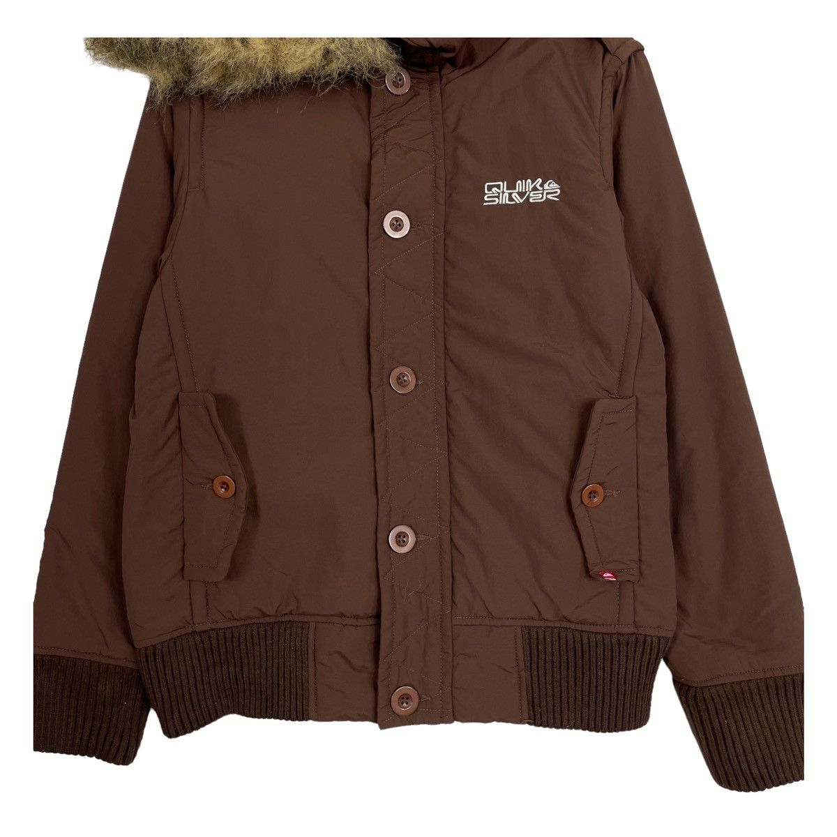 Quiksilver 💥QUIKSILVER BOMBER BROWN FUR HOODIE JACKET Size US M / EU 48-50 / 2 - 6 Thumbnail