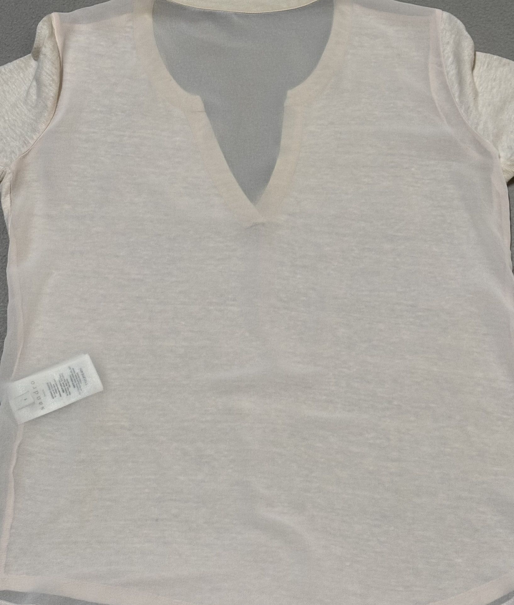 Sandro Sandro V-neck Ecru blouse Linen Silk Size L / US 10 / IT 46 - 10 Thumbnail