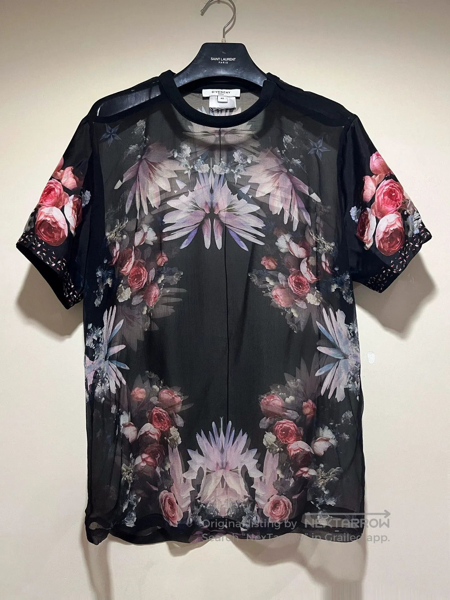 givenchy silk sheer floral t-shirt.