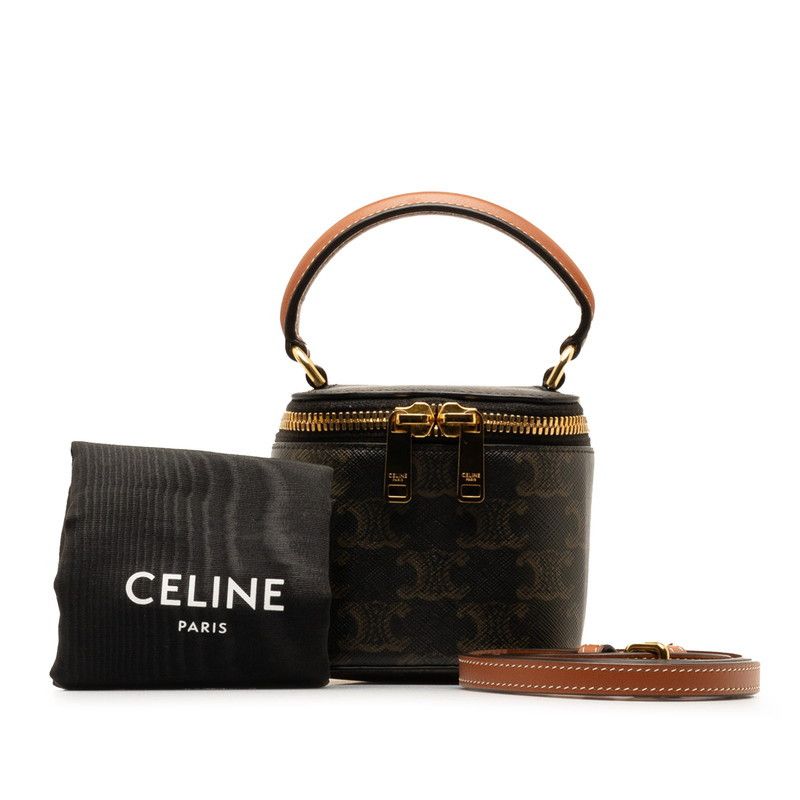 image of Celine Triomphe Canvas Vanity Bag in Brown, Women's