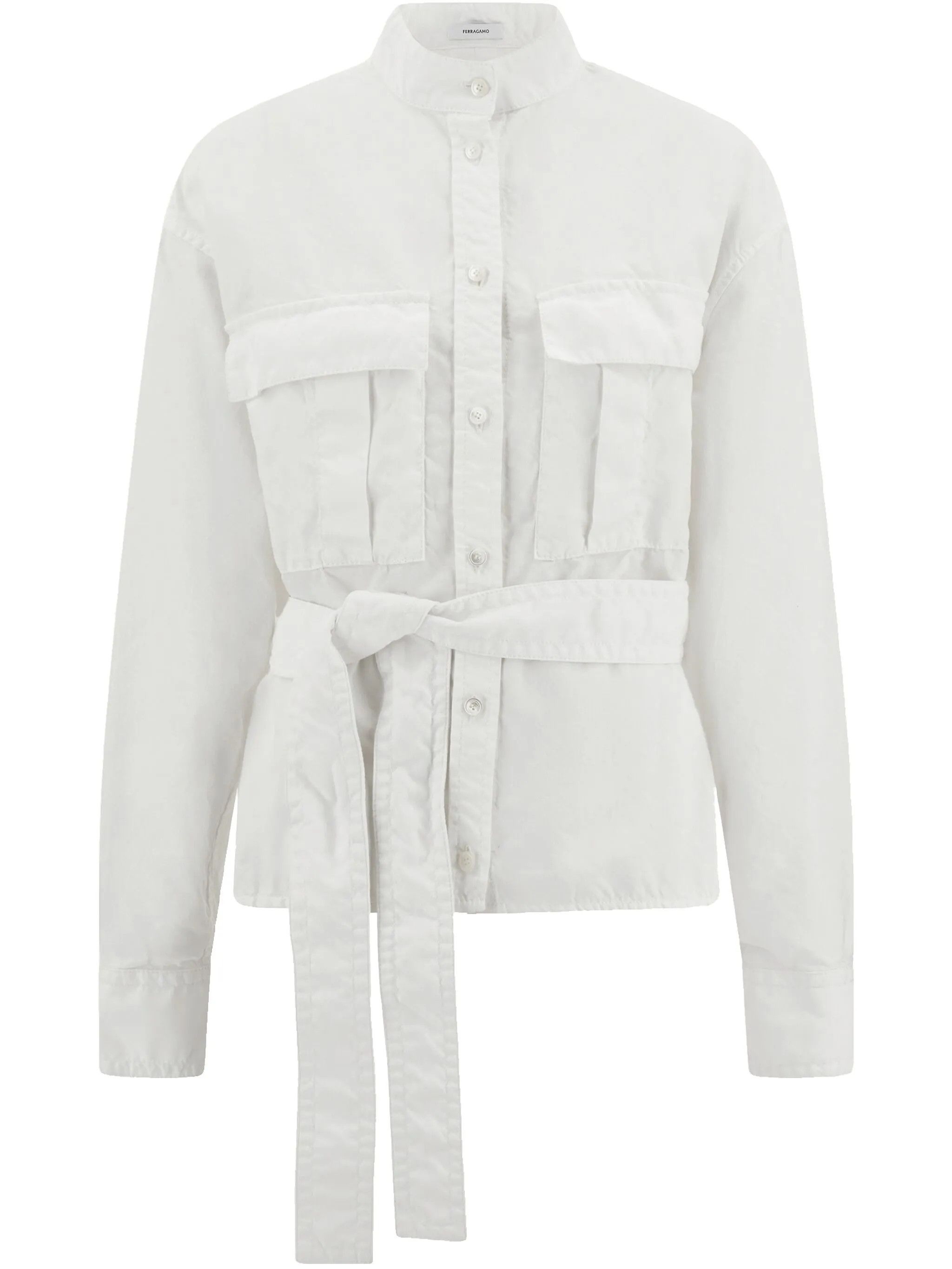 Salvatore Ferragamo o1s1rm0526 Saharan Shirt in White Size S / US 4 / IT 40 - 1 Thumbnail