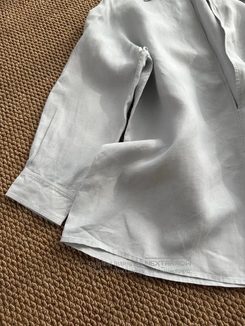 Hermes Hermes Exclusive V-Neck Linen Shirt, Light Blue Size S / US 4 / IT 40 - 4 Thumbnail