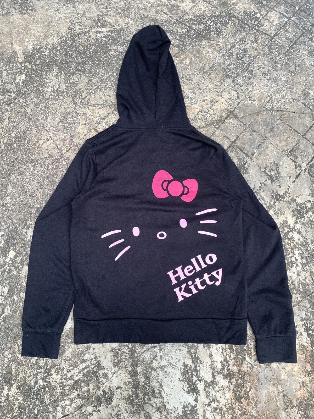 Anime × Cartoon Network × Japanese Brand y2k Hello Kitty Black Cute Pop Sillhoute Ribbon Logo Hoodie Size M / US 6-8 / IT 42-44 - 1 Thumbnail